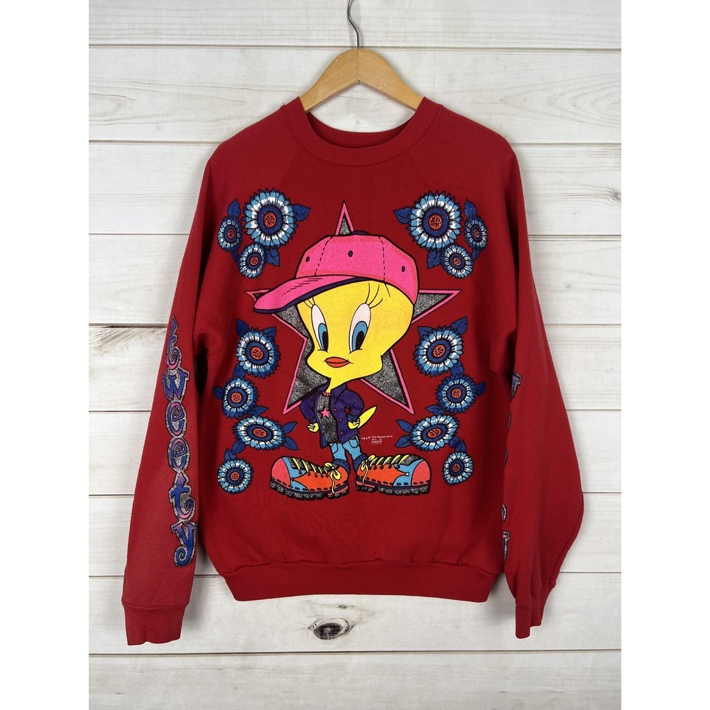 Vintage Tweety Sweatshirt Adult Large Looney Tunes Crewneck Cartoon Hip Hop 90s